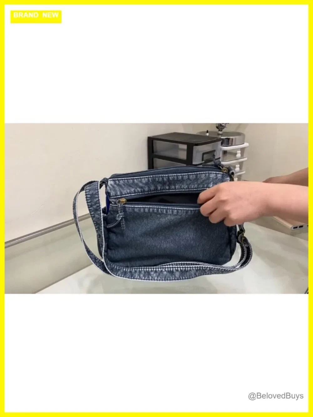 PU Leather Denim Hobo Bag Crossbody Shoulder Purse Tote Handbag